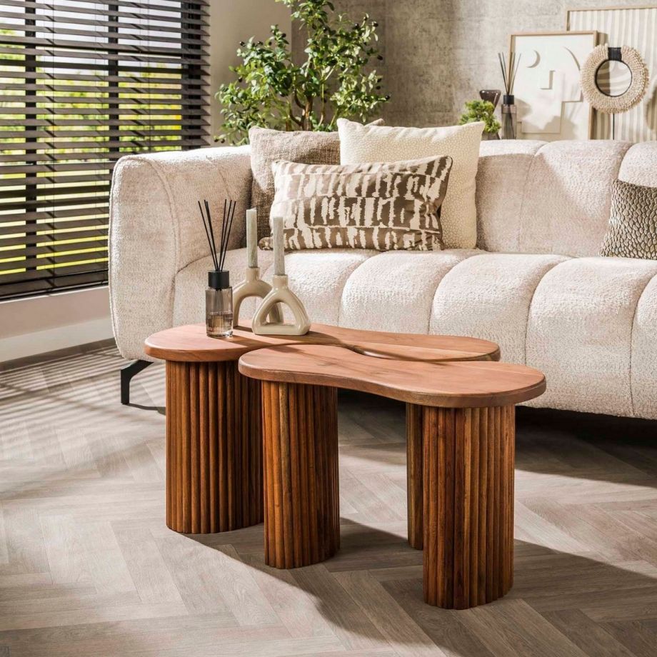 Fraaai Rio organische salontafel set van 2 - donkerbruin