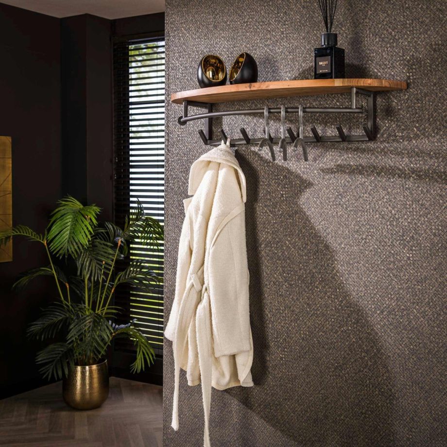 Fraaai Leanne wandkapstok 8 haken hoedenplank