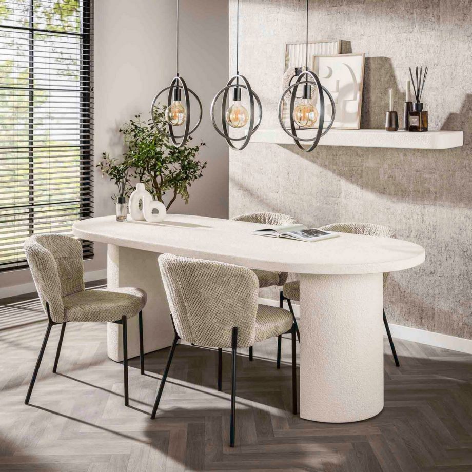 Fraaai Katie eetkamertafel arch stone 215x90cm - marmer composiet