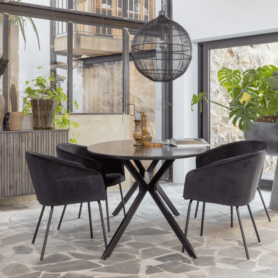 Woood Eettafel Bruno MDF Zwart Ovaal 220x100 cm