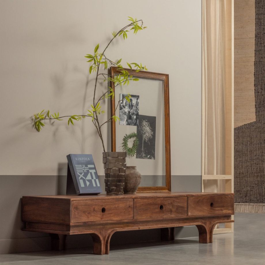 Woood Staes tv-meubel 3 lades mangohout - walnoot