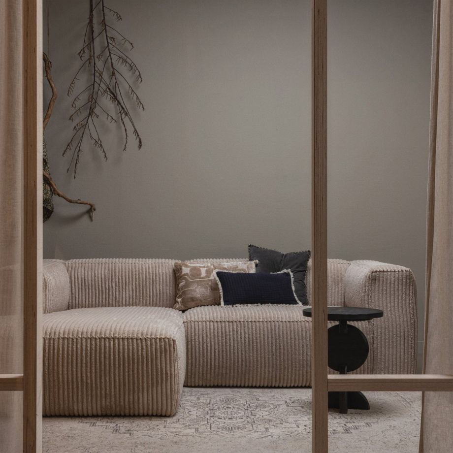 Woood Bean chaise loungue links grove ribstof - travertin