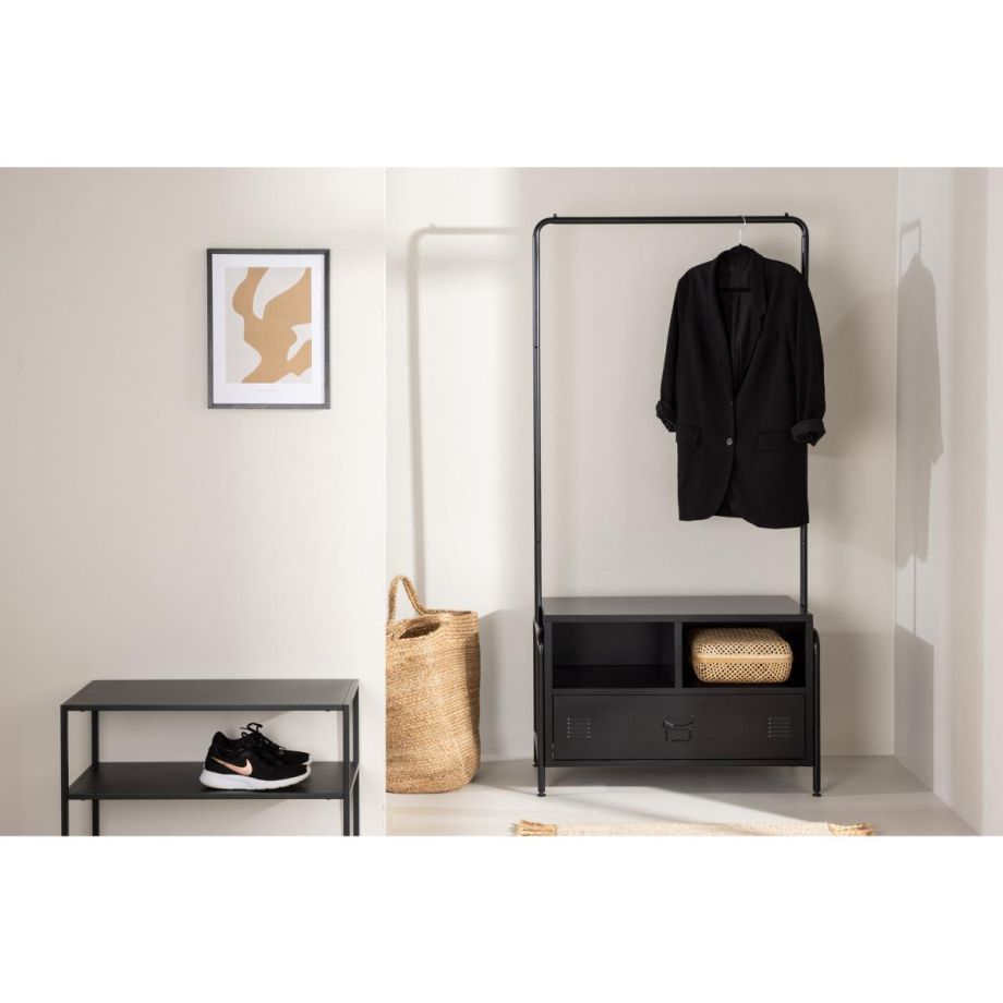 Svea Zanda kledingrek - 175 x 100 cm - zwart