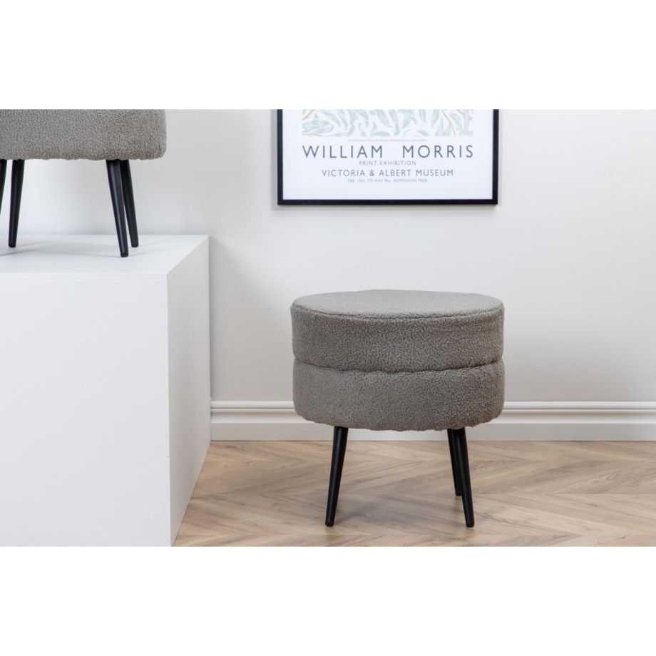 Svea Zane hocker - teddy - grijs