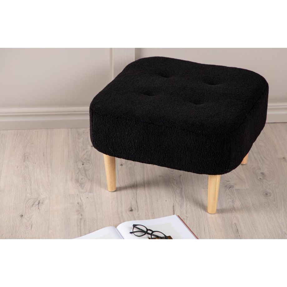 Svea Kai poef - teddy - zwart