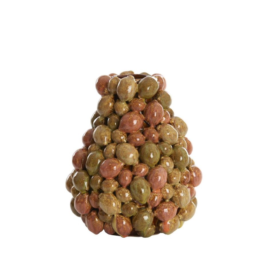 Light & Living Citrus vaas deco Ø23x27 cm - keramiek bruin/oranje/groen