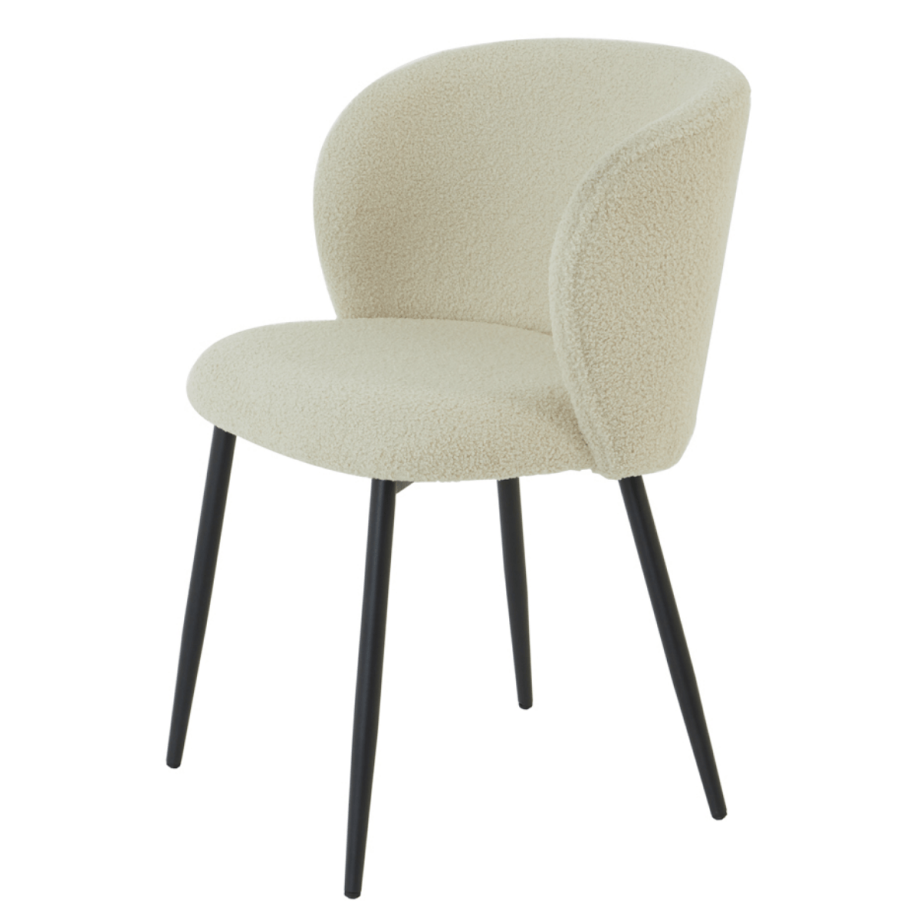 Eetkamerstoel Elyna teddy lichtbeige/mat zwart van het woonmerk Light & Living