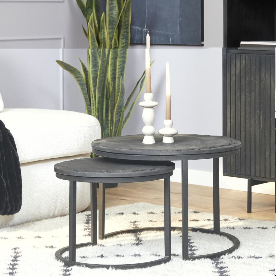 Starfurn Salontafel Ora set van 2 - Ø60 cm - zwart