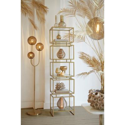 Light & Living Magdala vloerlamp 3L - glas bruin/goud