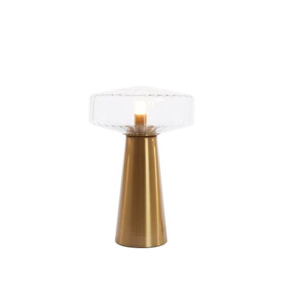 Light & Living Pleat tafellamp Ø30x45 cm - glas helder/goud
