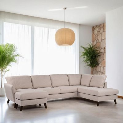 Vurna Aida 3-zits U-bank rechts stof - beige/poot zwart