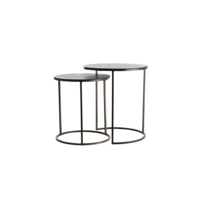 Light & Living Talca bijzettafel set van 2 Ø41x46+Ø49x52 cm - donkerbruin