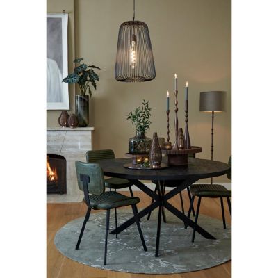 Light & Living Sjors rond vloerkleed ø200 - olijfgroen/lichtgrijs