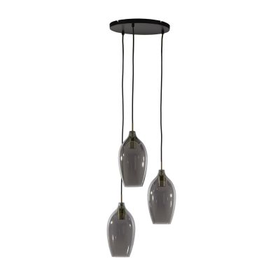 Light & Living Lukaro hanglamp 3L Ø35x32 cm - antiek brons/glas smoke