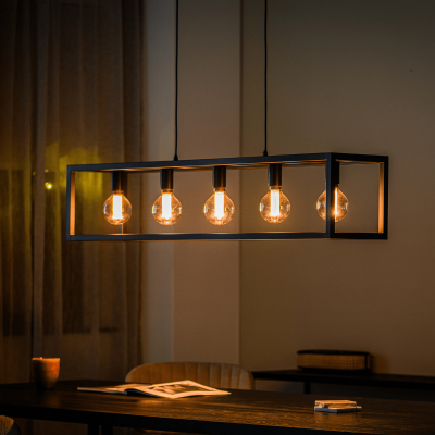 Jolijn hanglamp zwart staal 5L van het woonmerk Vurna