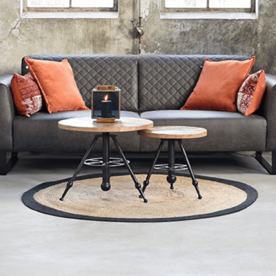 Jute vloerkleed rond 180 cm zwart