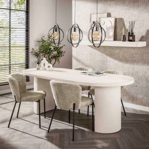 Fraaai Katie eetkamertafel arch stone 215x90cm - marmer composiet