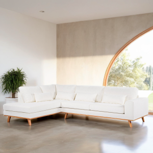 Vurna Cleo 3-zits hoekbank links stof - naturel