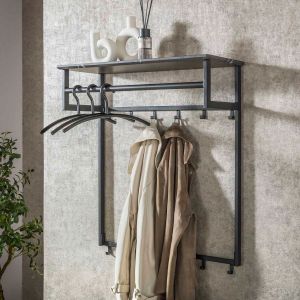 Fraaai Leonie kapstok roede 12 haaks - zwart bruin