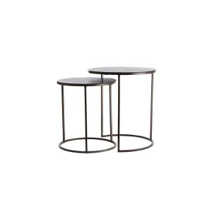 Light & Living Talca bijzettafel set van 2 Ø41x46+Ø49x52 cm - donkerbruin