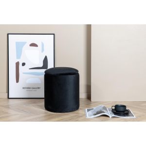 Svea Zara poef - velvet - zwart