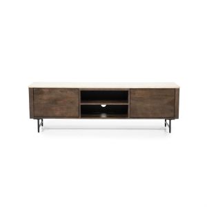 Eleonora TV meubel Lio - Mango hout & travertin - 170 cm - 2 deurs