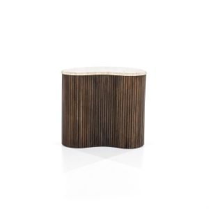 Eleonora Organische bijzettafel Mari - 50x33x44 cm - Mango hout & travertin