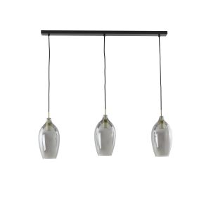 Light & Living Lukaro hanglamp 3L 100x16,5x32 cm - antiek brons/glas smoke