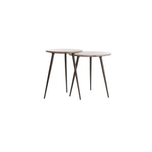 Light & Living Zeca bijzettafel set van 2 - rood travertin/bruin