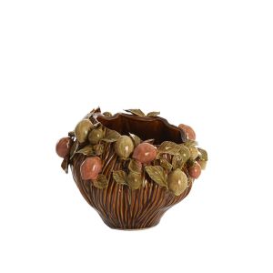 Light & Living Lemoni vaas deco 26,5x24x20 cm - keramiek bruin-oranje/groen