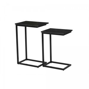 Livingfurn Jordy Norris salontafel set van 2 - 42x28x65cm / 34x27x55cm - zwart