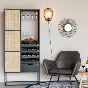 Guuji wijnkast laag MDF/rattan van het woonmerk Puur